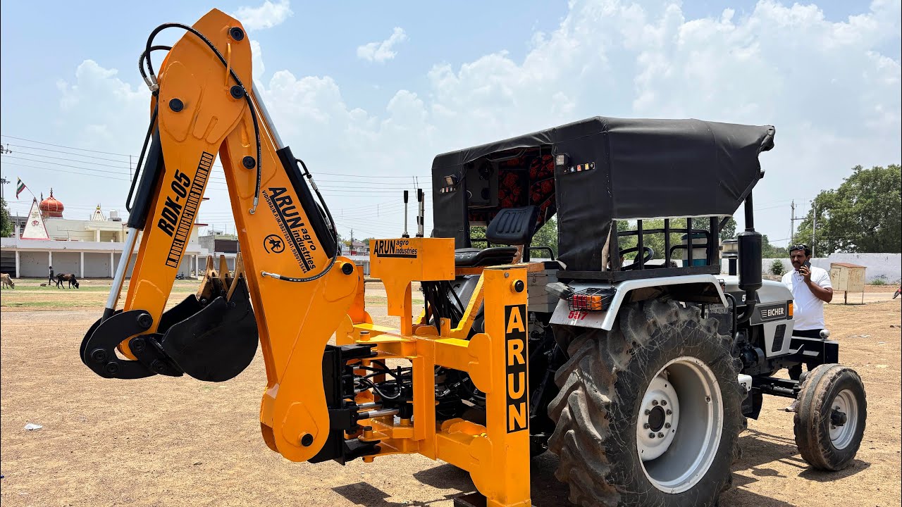Mini backhoe on Eicher 557 tractor | cheapest JBC on Tractor converted into attachment m.9827593541
