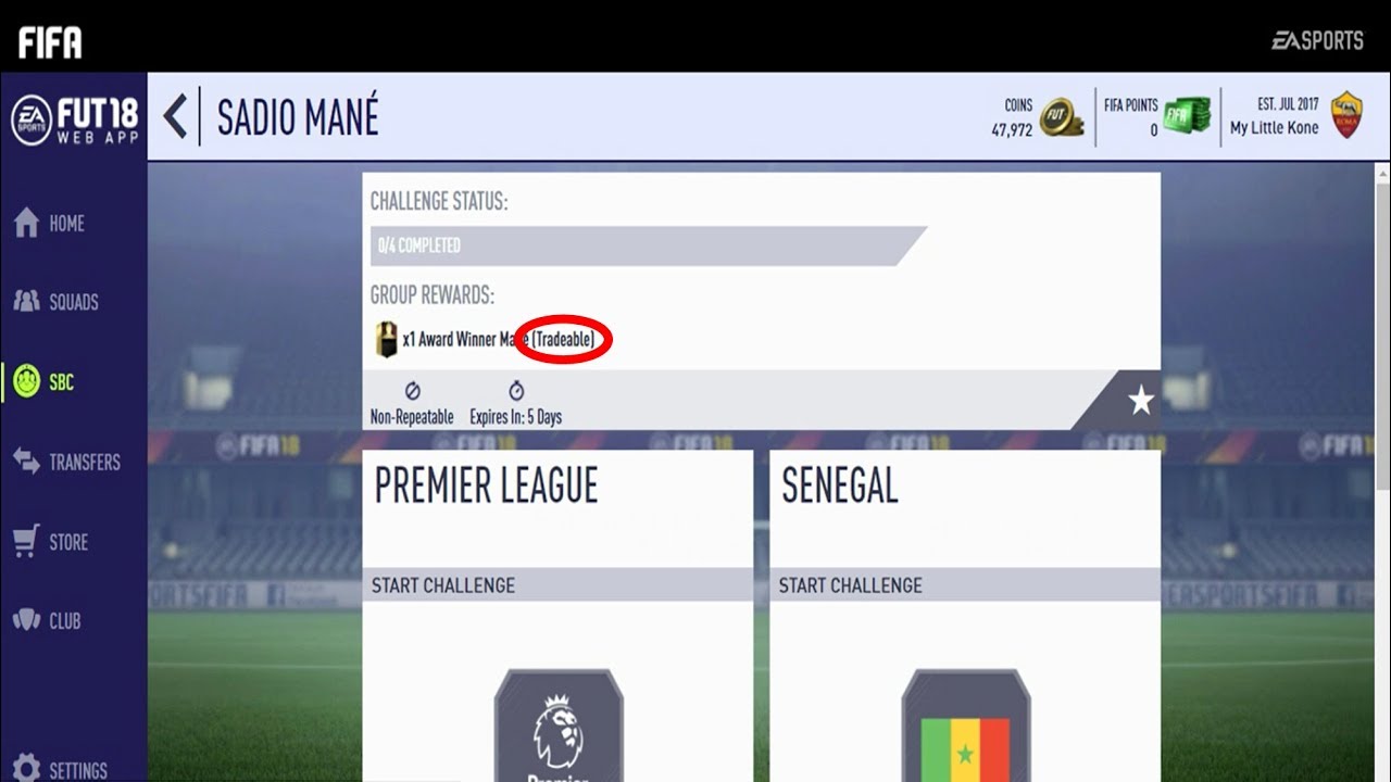 How To Make The POTM Sadio Mane Tradeable! - FIFA 18 POTM SBC