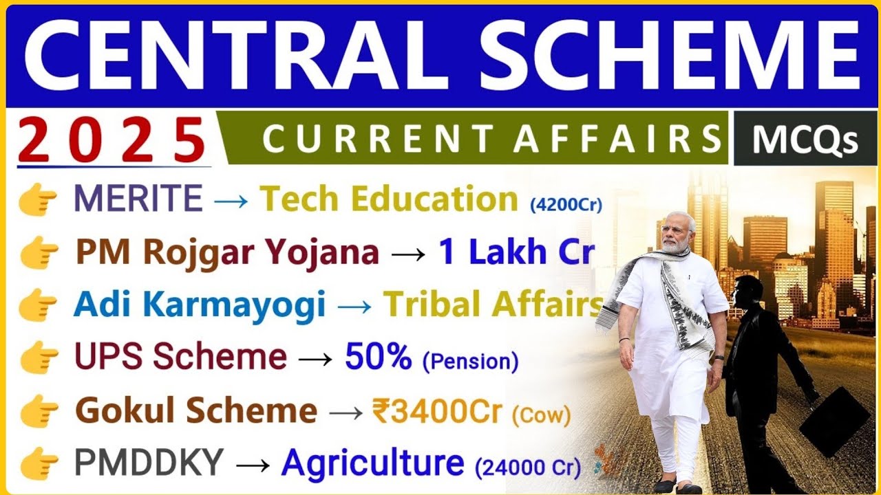 SCHEME 2025 CURRENT AFFAIRS | CENTRAL GOVT SCHEMES  | OLD & NEW CENTRAL GOVT SCHEMES | INDOLOGUS