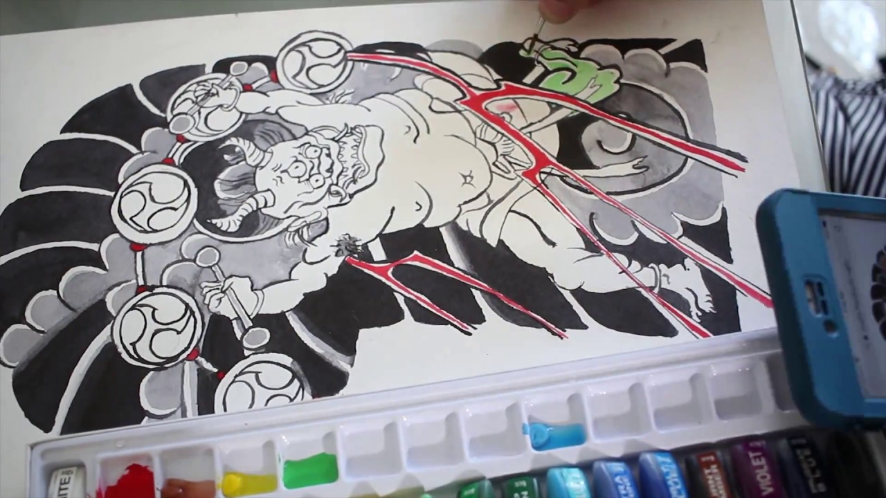 Painting Traditional Japanese Tattoo | Time Lapse Artist Study