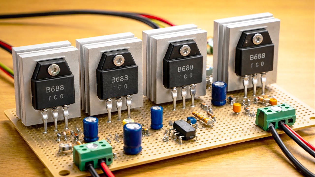 DIY Powerful Ultra Bass Amplifier 4 x B688 , No IC , Simple Circuit
