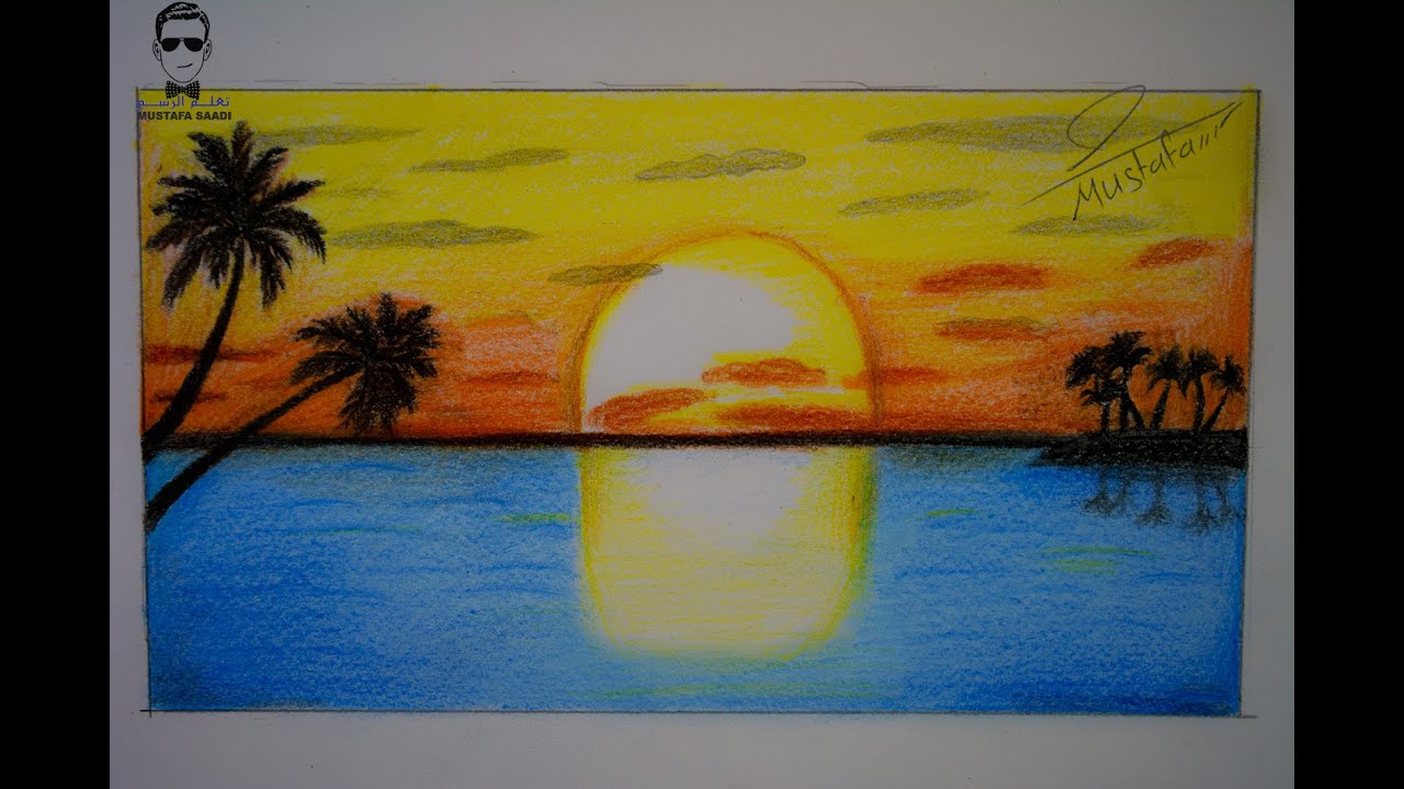 تعلم رسم منظر طبيعي بالالوان الخشبية للمبتدئين الاطفال في المدارس