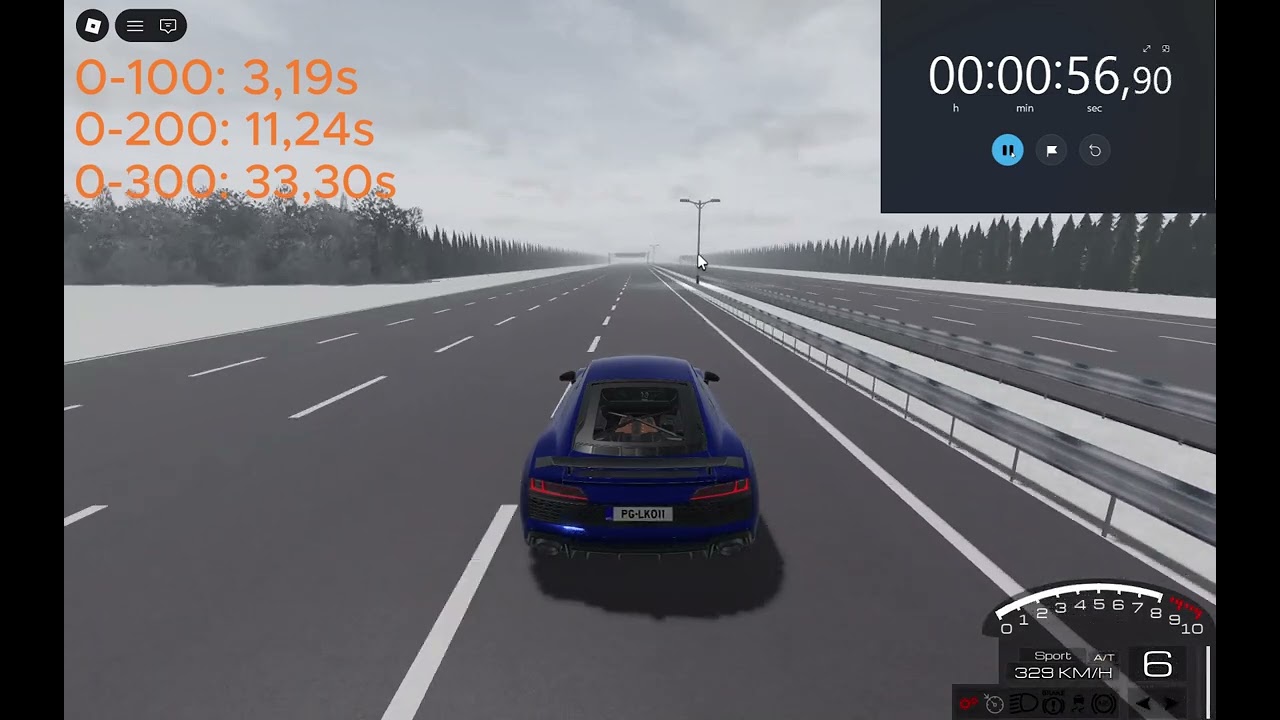 Audi R8 Performace Top speed test in Car Driving Simulator Roblox