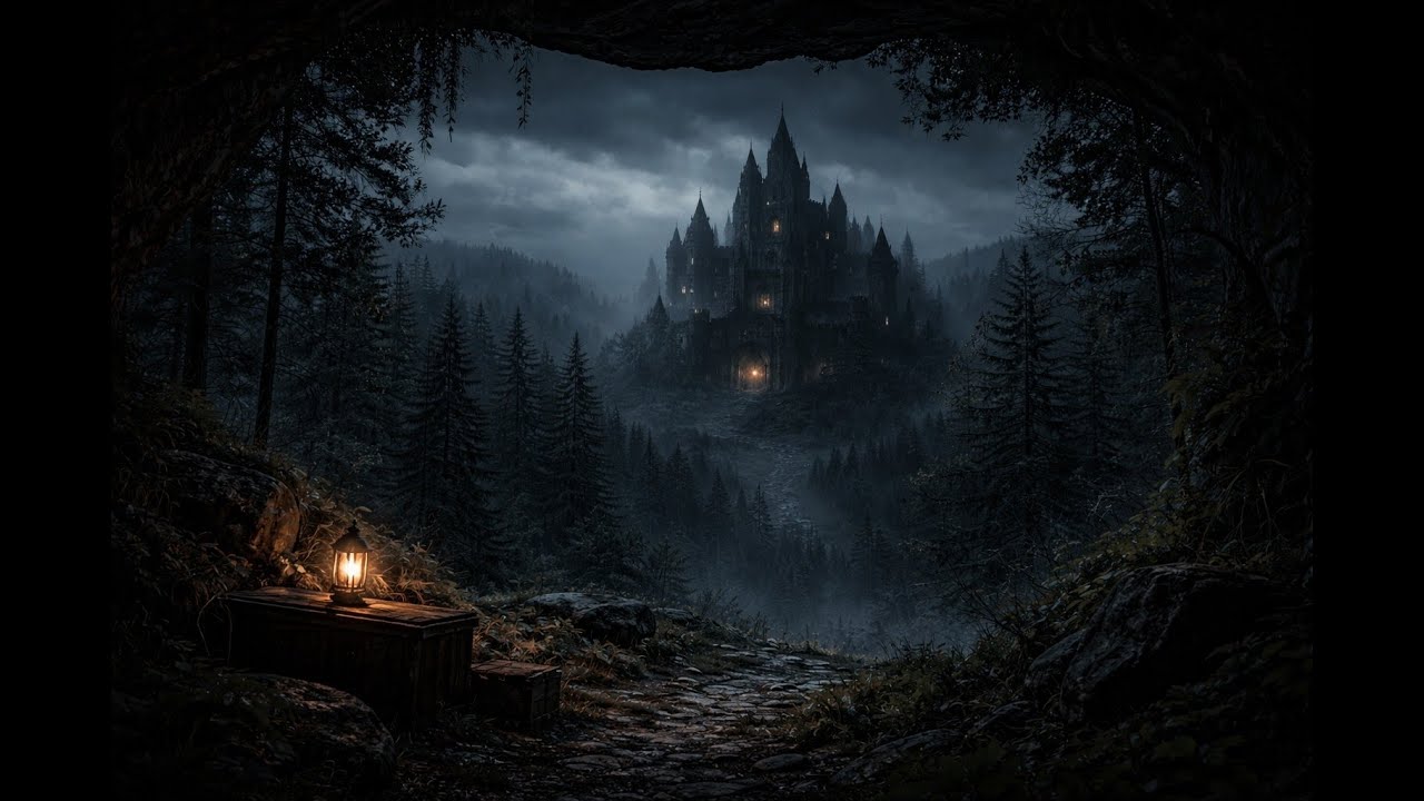 Gothic Castle in Heavy Rain 🌧️ Dark Fantasy Ambience for Studying & Sleeping (10 Hours)
