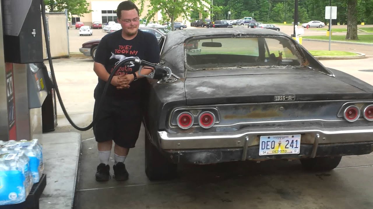 1968 Dodge Charger R/T going to the gas station