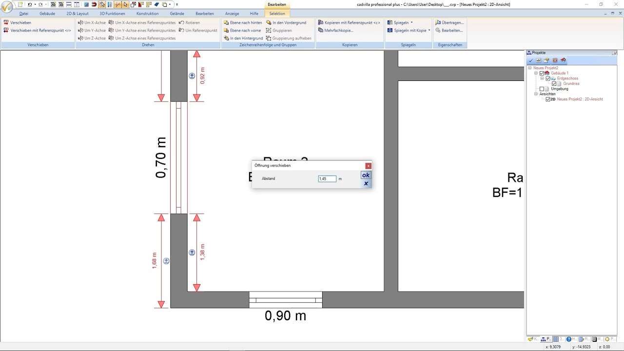 cadvilla® Support - Schnelles Positionieren von Fenstern (ab Version 10)