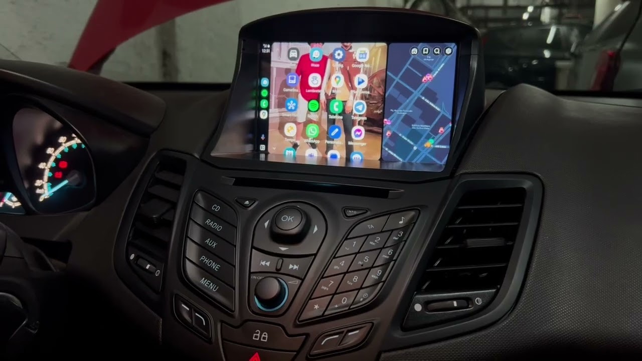 Ford New Fiesta Central Multimídia Caska Navpro 9' com Android, Carplay, Waze, Wfi, Spotify
