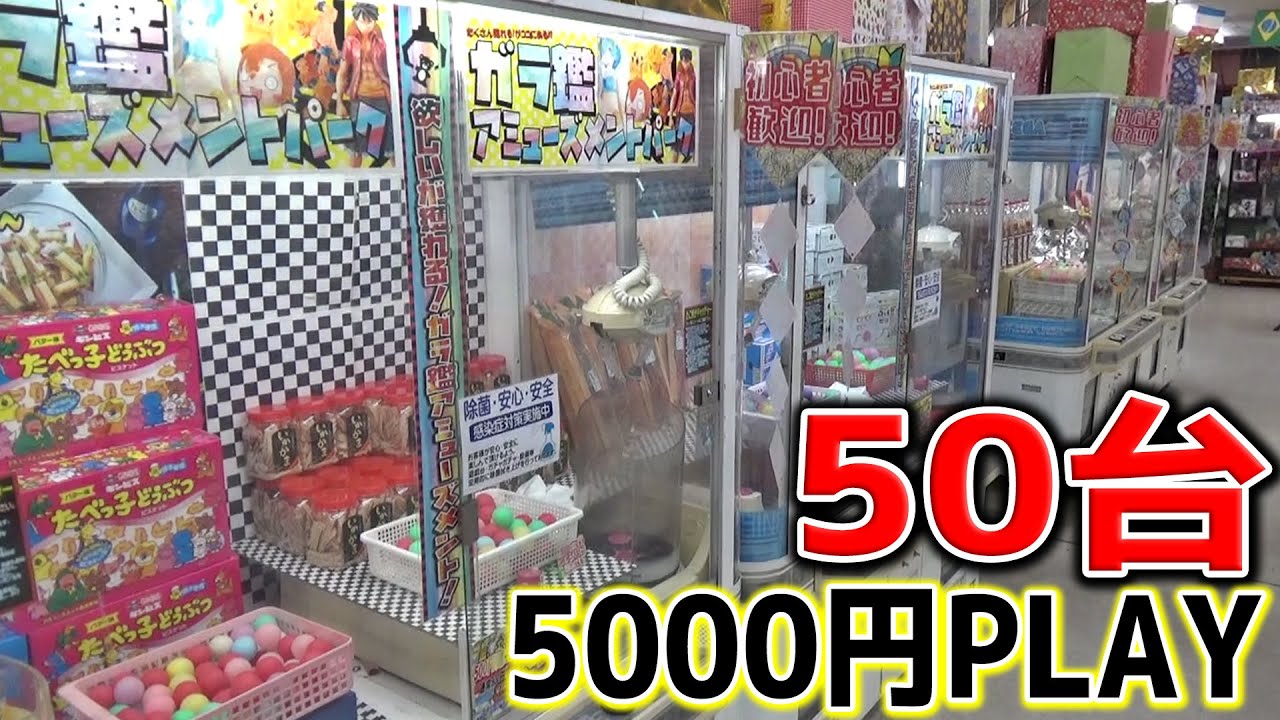 ゲーセンにある1回100円のたこ焼設定台を50台全てやったら、何個景品が取れるのか？？【クレーンゲーム】