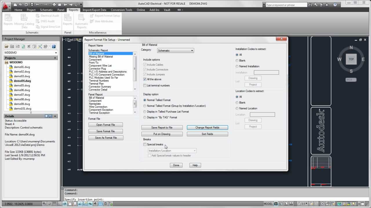AutoCAD Electrical Automatic Reports