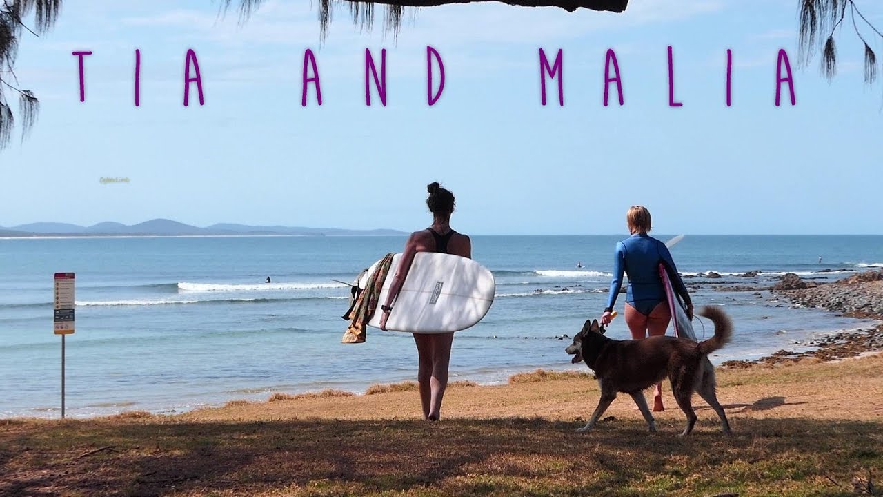 Tia and Malia having fun on the longboards - Coffs Coast