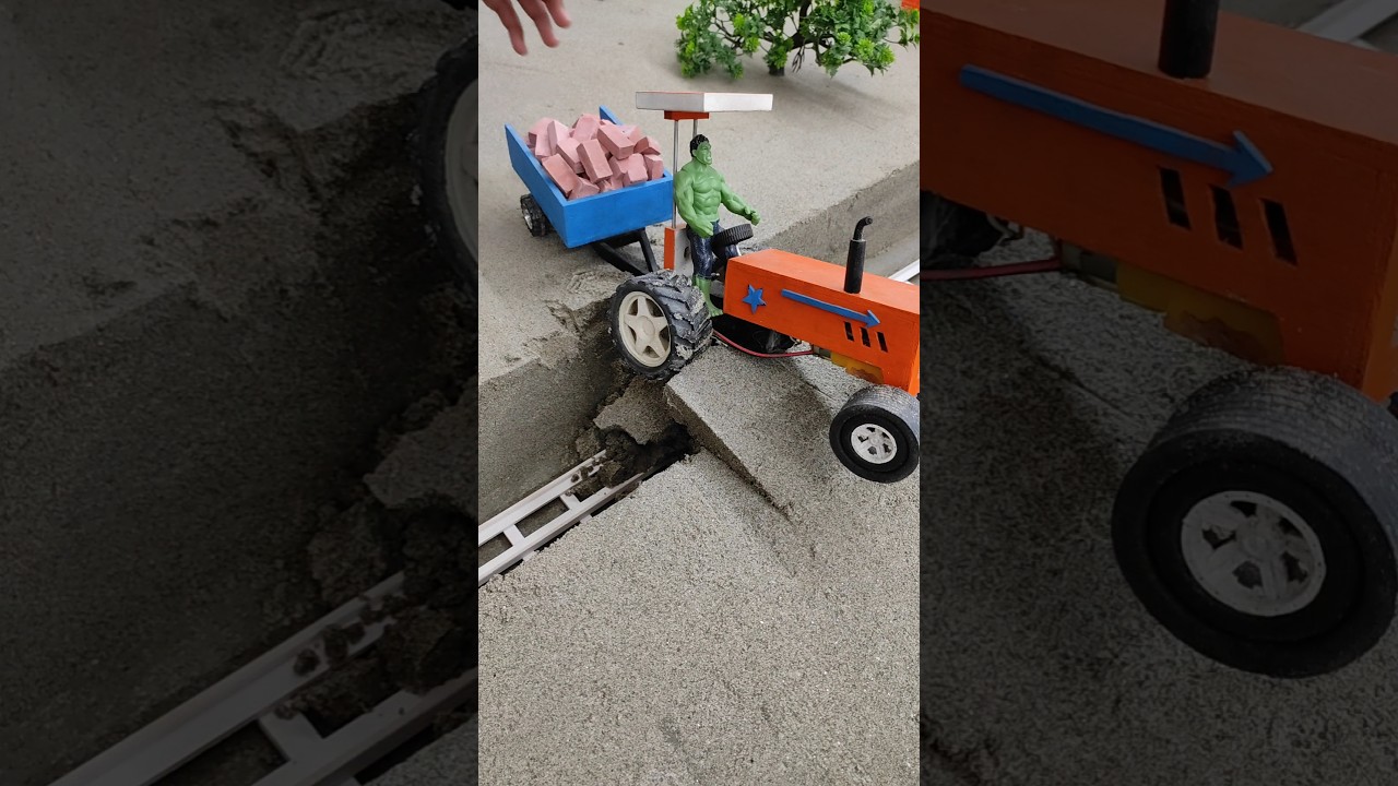 diy mini tractor bridge construction | mini bridge making | #shorts #youtubeshorts