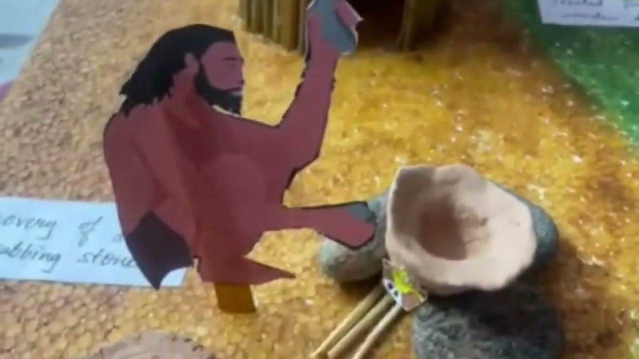 Mesolithic or Middle stone age model#history #Science exhibition#cave man#youtubevideos#earlyhuman