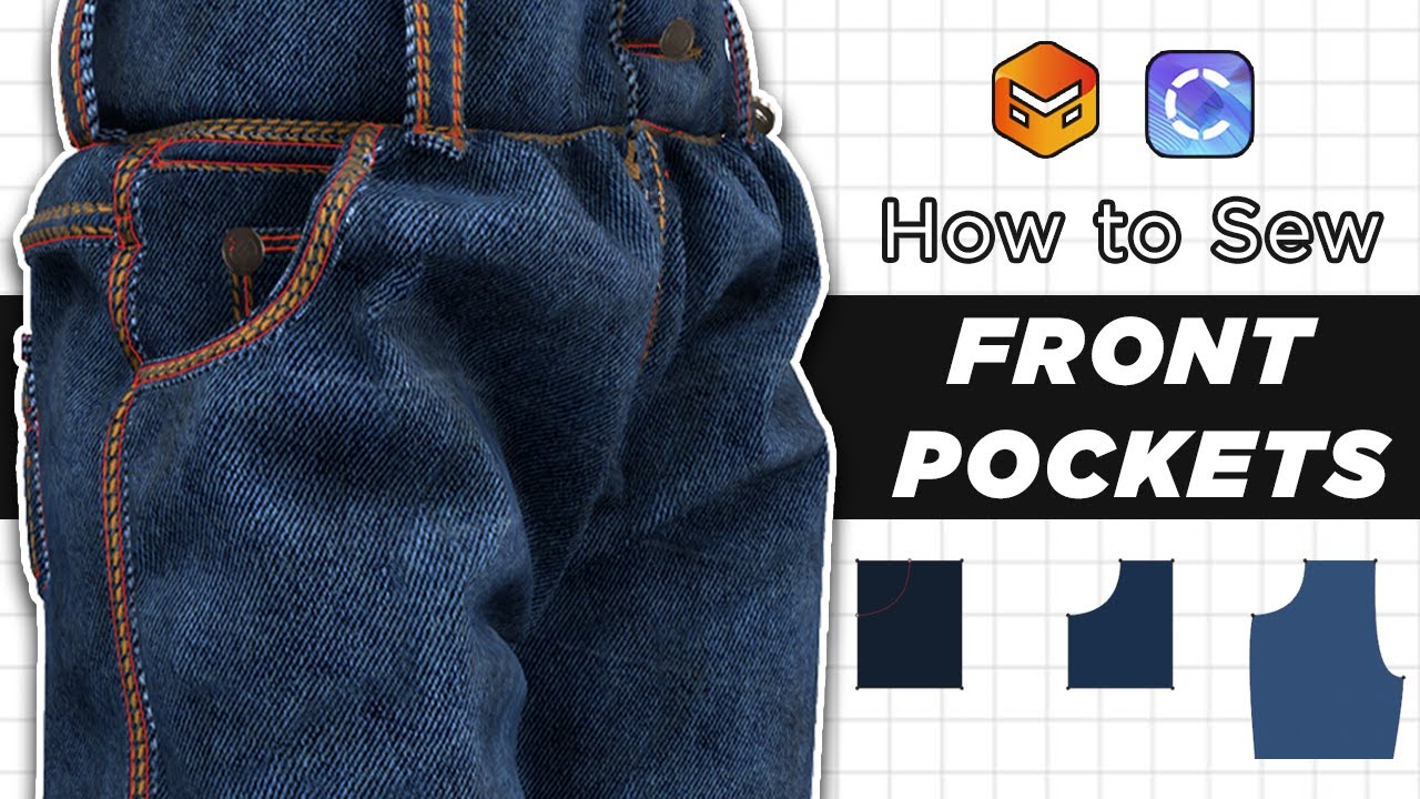 How to Sew Front Pockets in Marvelous Designer, CLO 3D || Quick 3D Tutorial