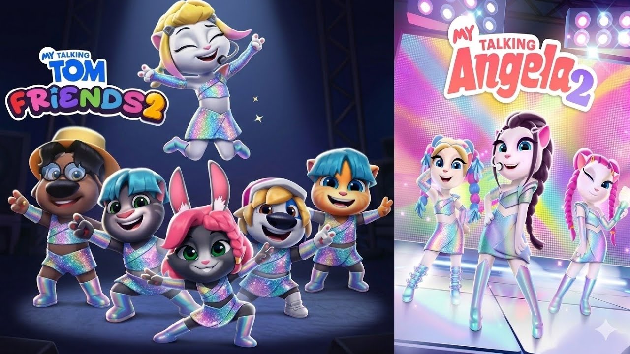 My Talking Tom Friends 2 vs My Talking Angela 2 K-Pop Outfits Unlocked Gameplay Android ios 