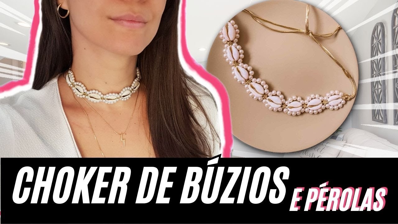 Choker Búzios Dourada e Pérolas em Macramê - Passo a Passo (DIY Macrame Pearl Choker)