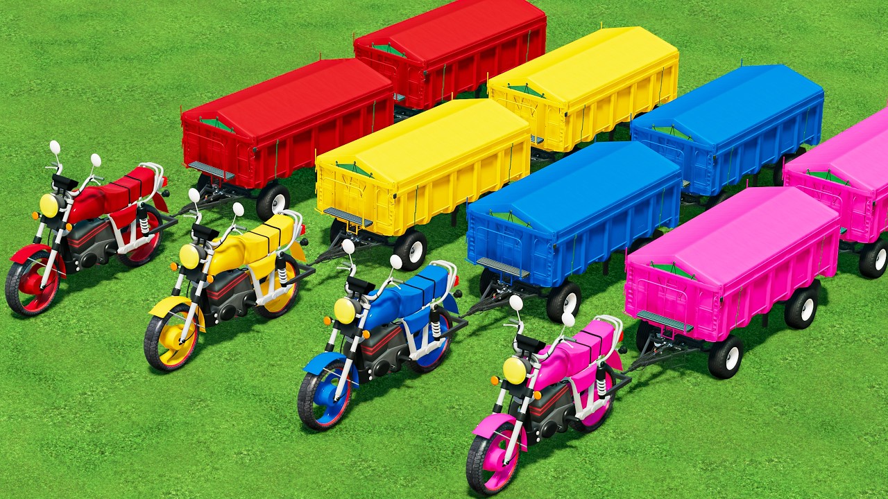 Work with Colors! BIG Honda MOTORS and Grass TRANSPOPRT on Spiral Sridge Stunt Ride! FS22
