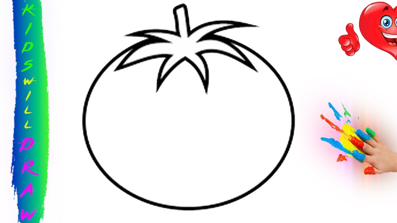 Draw a tomato for kids / Dessine une tomate pour les enfants/ Bolalar uchun pomidorni chizish