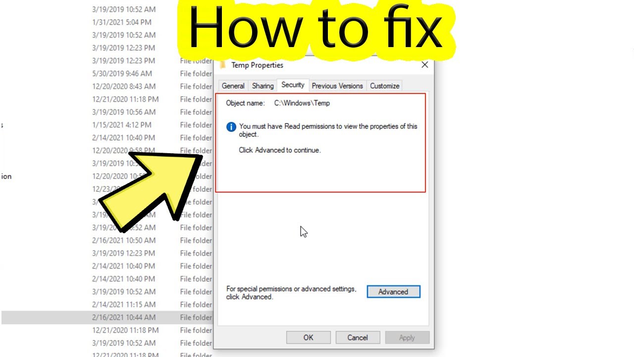 How to fix you must have read permissions to view the properties of this object