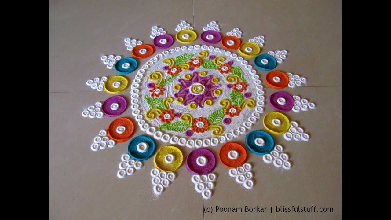 Beautiful and innovative multicolored  rangoli | Easy rangoli designs with colors by Poonam Borkar