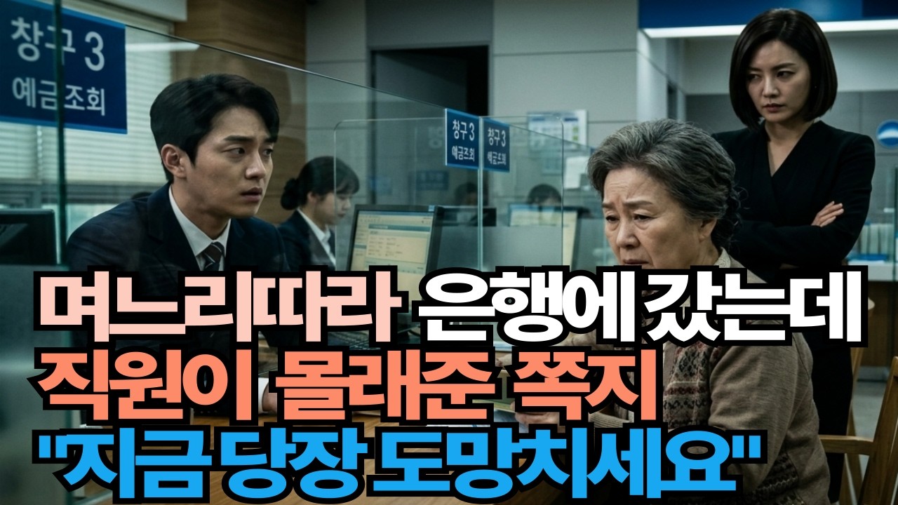 며느리와 은행에 갔던 날… 직원이 몰래 준 쪽지 ‘할머니 지금 당장 도망치세요’”**l ㅣ시니어사연 ㅣ노후사연 ㅣ인생사연 ㅣ오디오 북 ㅣ