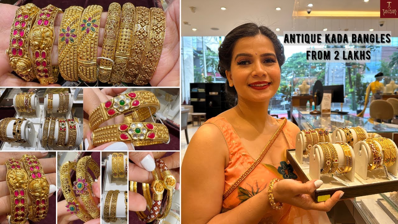 Tanishq Latest Bridal Antique Kada Bangle collection with weight & price in detail