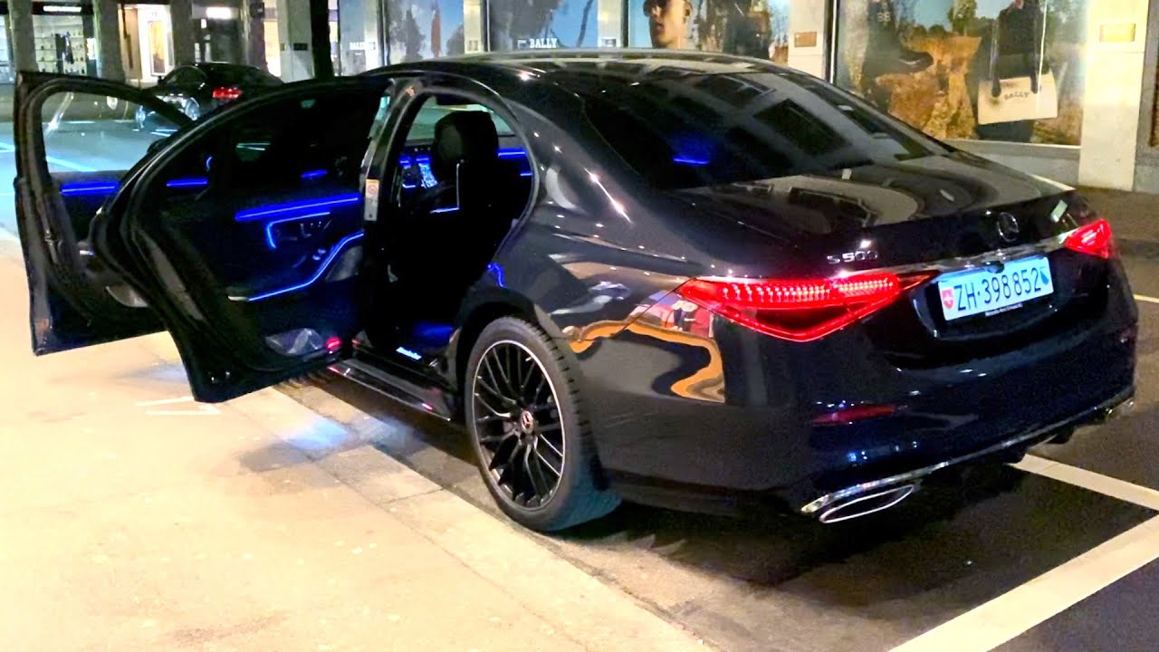 Обзор Mercedes S-класса Long 2021 года AMG S500 NIGHT CITY Drive Интерьер Экстерьер