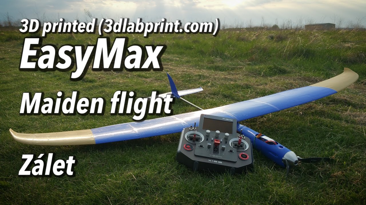 Easymax - 3D printed RC Electro-Glider - Maiden flight-Zálet