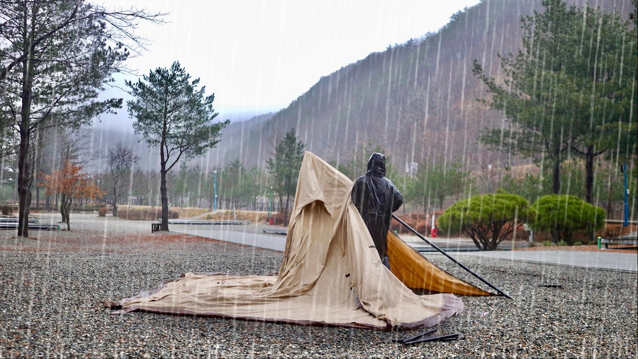 СОЛО-кемпинг под сильным ДОЖДЕМ и порывистым ветром | Какого черта, я съем снежного краба | ASMR