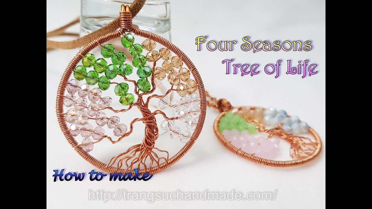 Подвеска Four Seasons Tree of Life с маленьким кристаллом и медной проволокой 524
