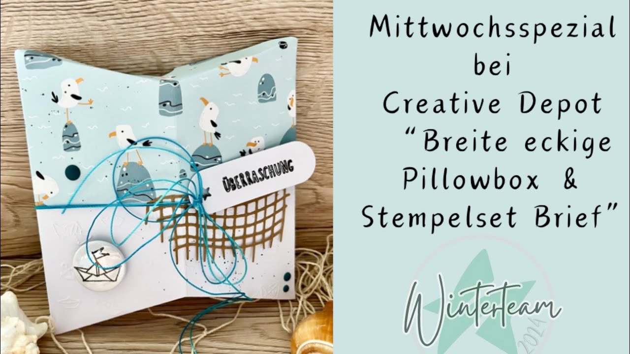 Mittwochsspezial bei Creative Depot/ Breite eckige Pillowbox und Stempelset Brief