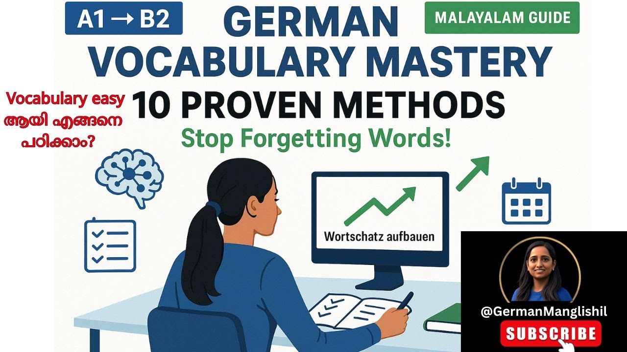Stop Memorizing! 10 Proven Methods to Learn German Vocabulary FAST | From A1 to B2 | Malayalam Guide
