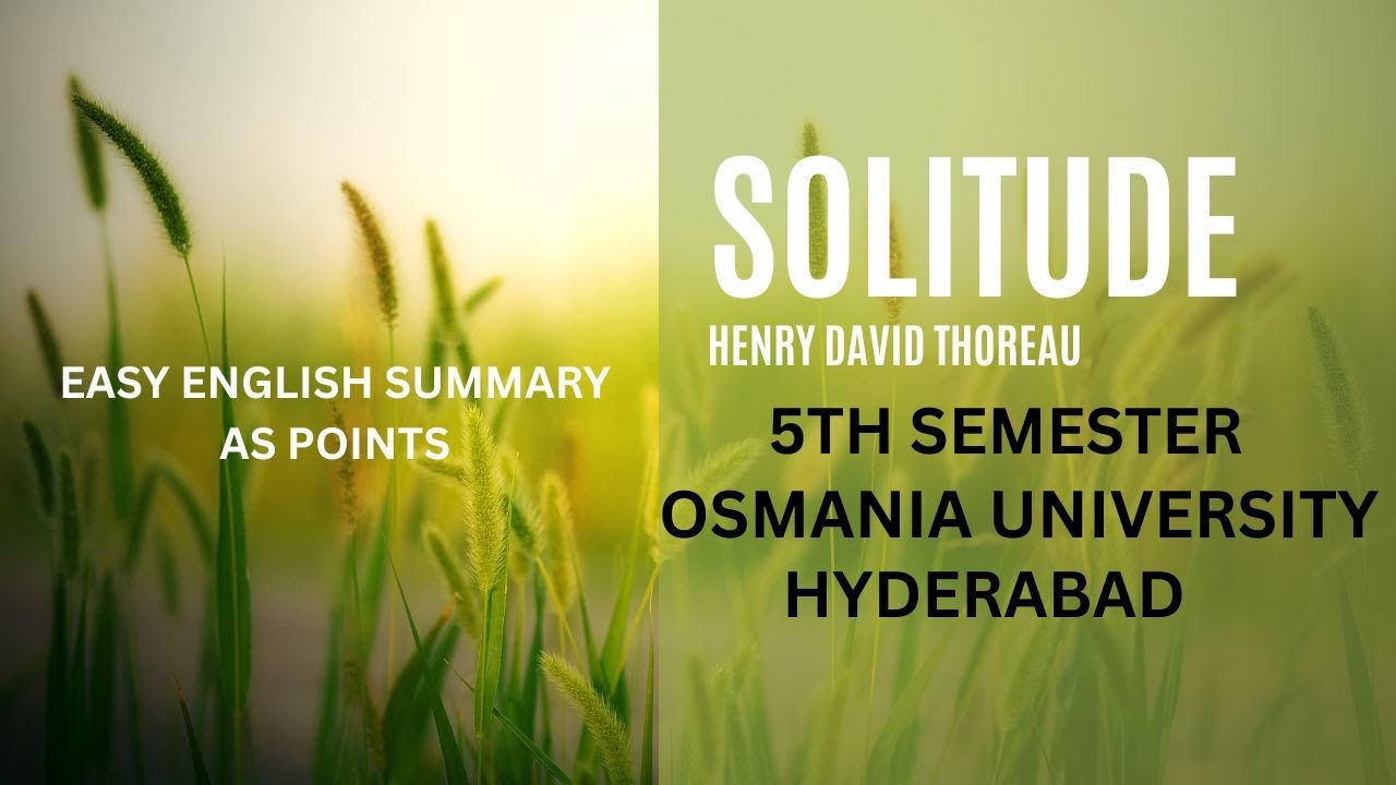 SOLITUDE || HENRY DAVID THOREAU || ENGLISH SUMMARY ||