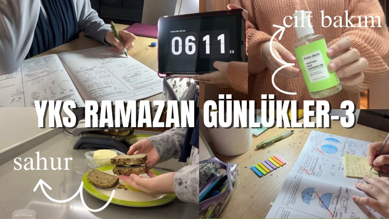 YKS Ramazan Günlüğüm-3| Sahurdan sonra 2 günüm, ay mat branş,mini cilt bakım