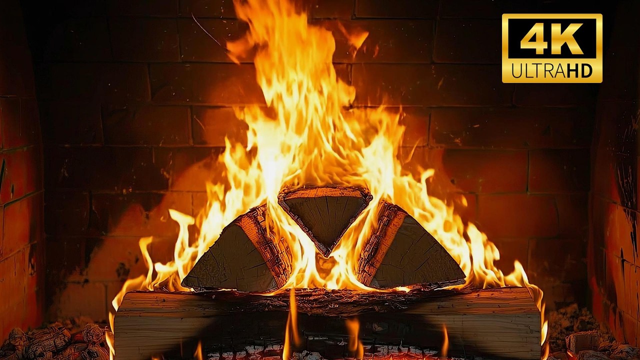Warm Rustic Spring Cabin Fireplace 🔥 Soft Fire Crackles & Burning Woods for Chill Mood