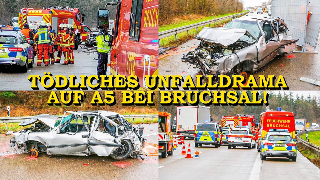 [Tödliches Unfalldrama auf A5 bei Bruchsal] - MANN bei PANNE von SATTELZUG erfasst - | GROSSEINSATZ