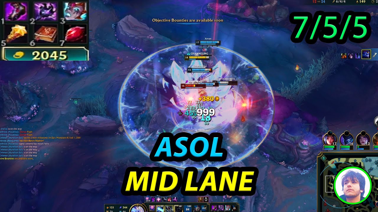 ASOL MID 7/5/5 | Main New Patch League of Legends LoL Tutroial | Ranked Gameplay No Commentary