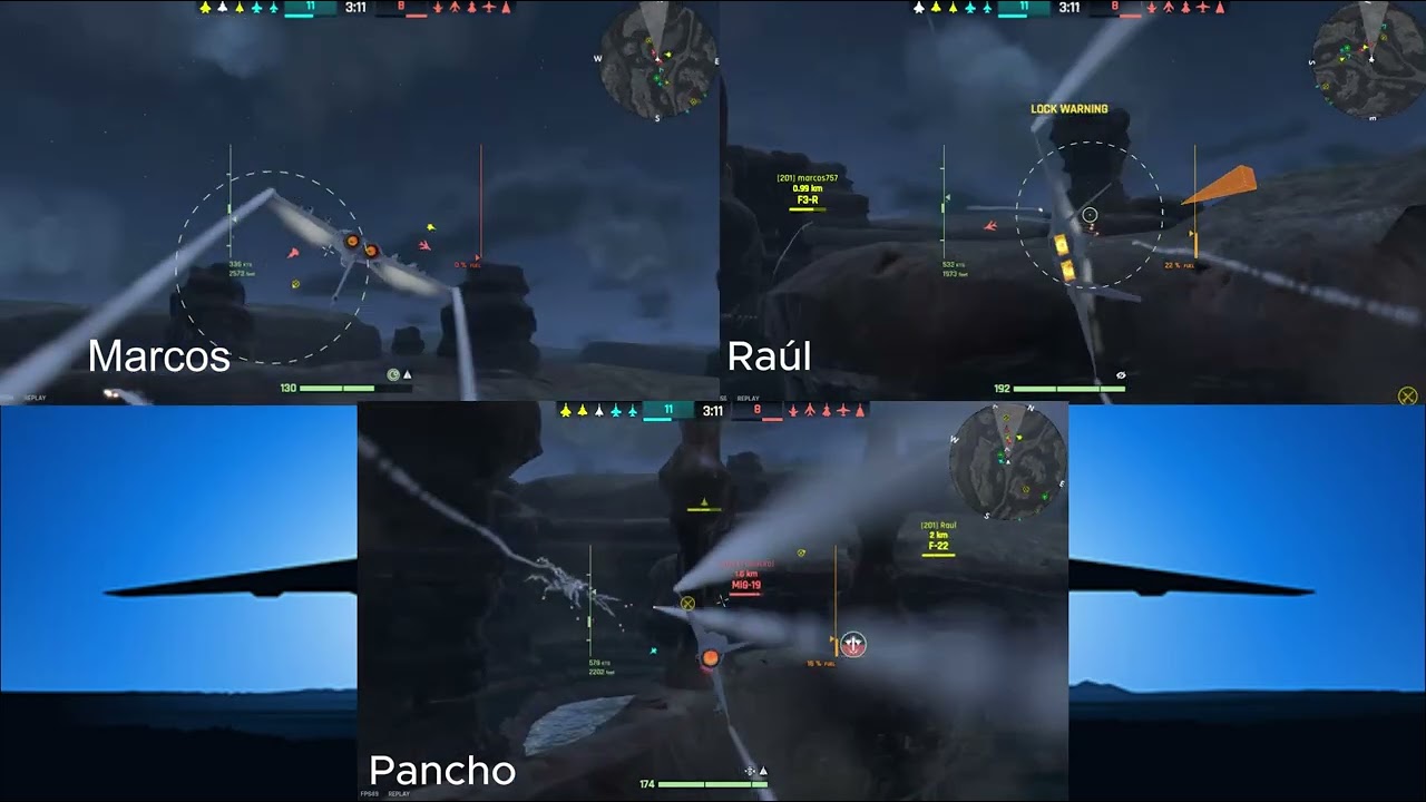 Raúl F22 6 Derribos Marcos Rafale 6 Derribos Pancho Mirage III 1 Derribo Cañón Noche