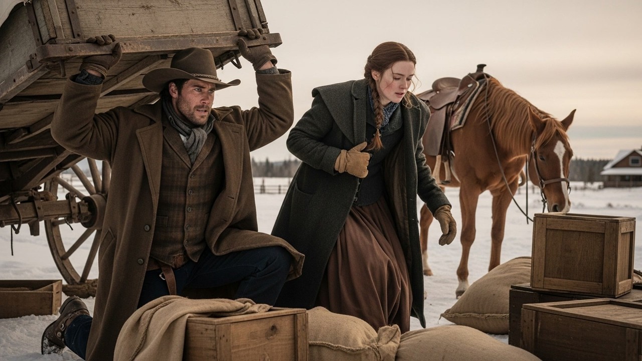 She Was Trapped Under A Fallen Wagon In The Cold, The Cowboy Lifted It Off And Saved Her