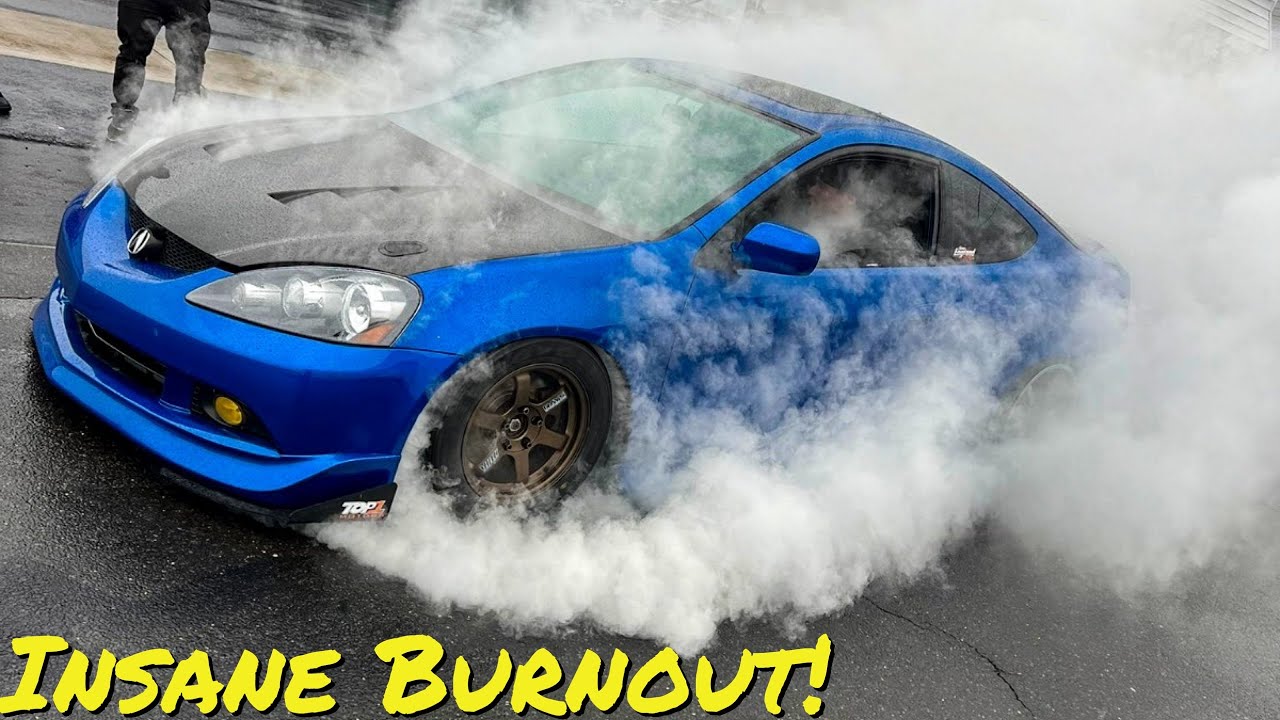 How to scrub your tires in properly! k20a RSX Type-s Burnout!