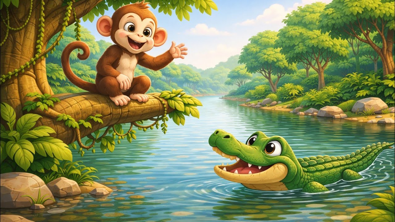 बंदर और मगरमच्छ की कहानी । Money and crocodile story in hindi । Kids cartoon story 