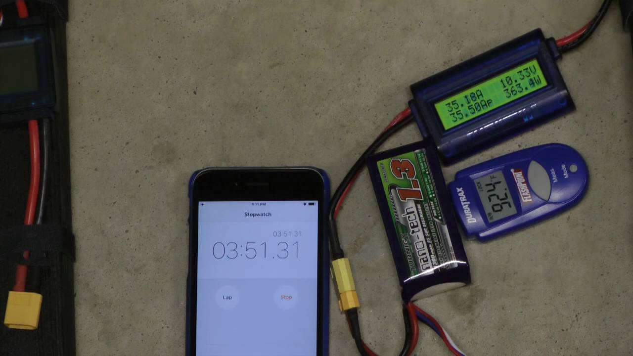 1.3Ah 3S 25C LiPo Nano Tech Constant Discharge Test