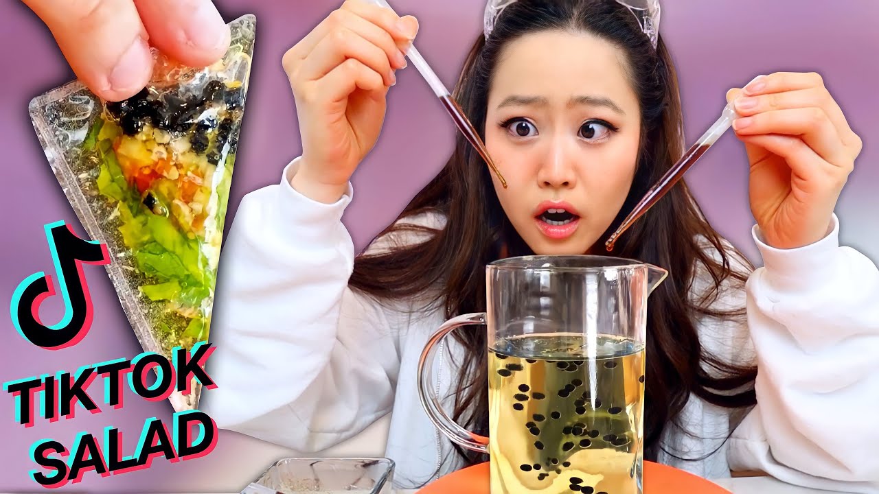 Making IMPOSSIBLE Edible Salad Bag + Fake Caviar From TikTok *Couples Cooking Challenge but science