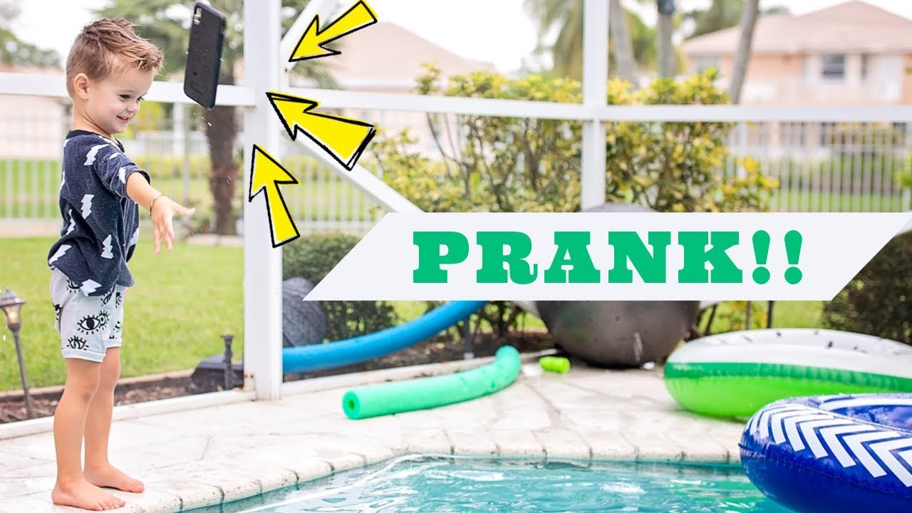 Colty Throws Dad's iPhone in the Pool! (*HE FLIPS OUT!*) Epic Prank!!