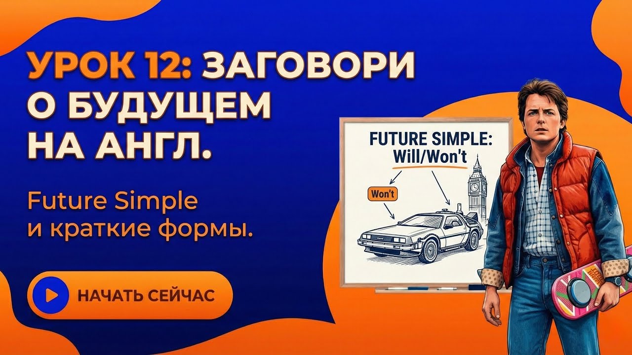 Урок 12: Заговори о будущем на английском! Future Simple и краткие формы.