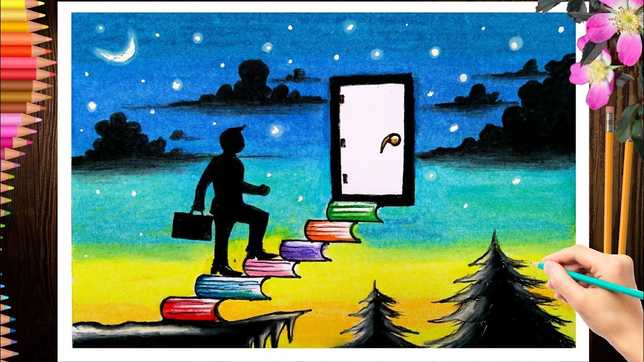 National reading day drawing/reading Day poster drawing/reading day drawing easy and beautiful