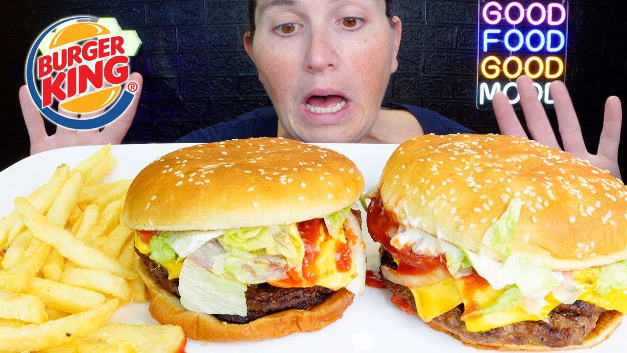ASMR | BURGER KING | Two Triple Whoppers & Fries! | MUKBANG Eating Show
