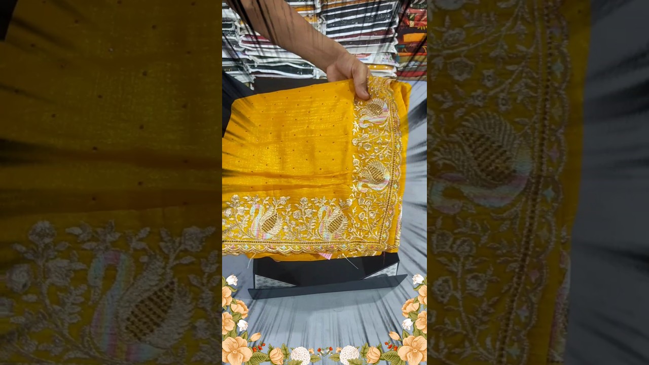 सब छोड़ आया ये साड़ी लेने के Best Trending Design Party wear saree yellow color sadi#shorts #youtube