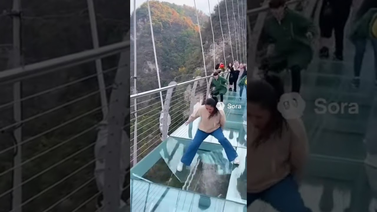 She Threw a Stone on the Glass Bridge... What Happened Next Will Shock You 😱🌉   #viral