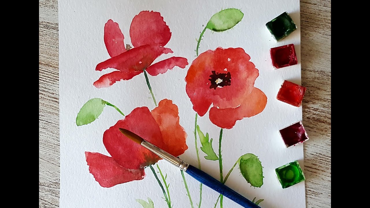 Amapolas en acuarela/ Dancing poppies. Watercolor-Speed painting