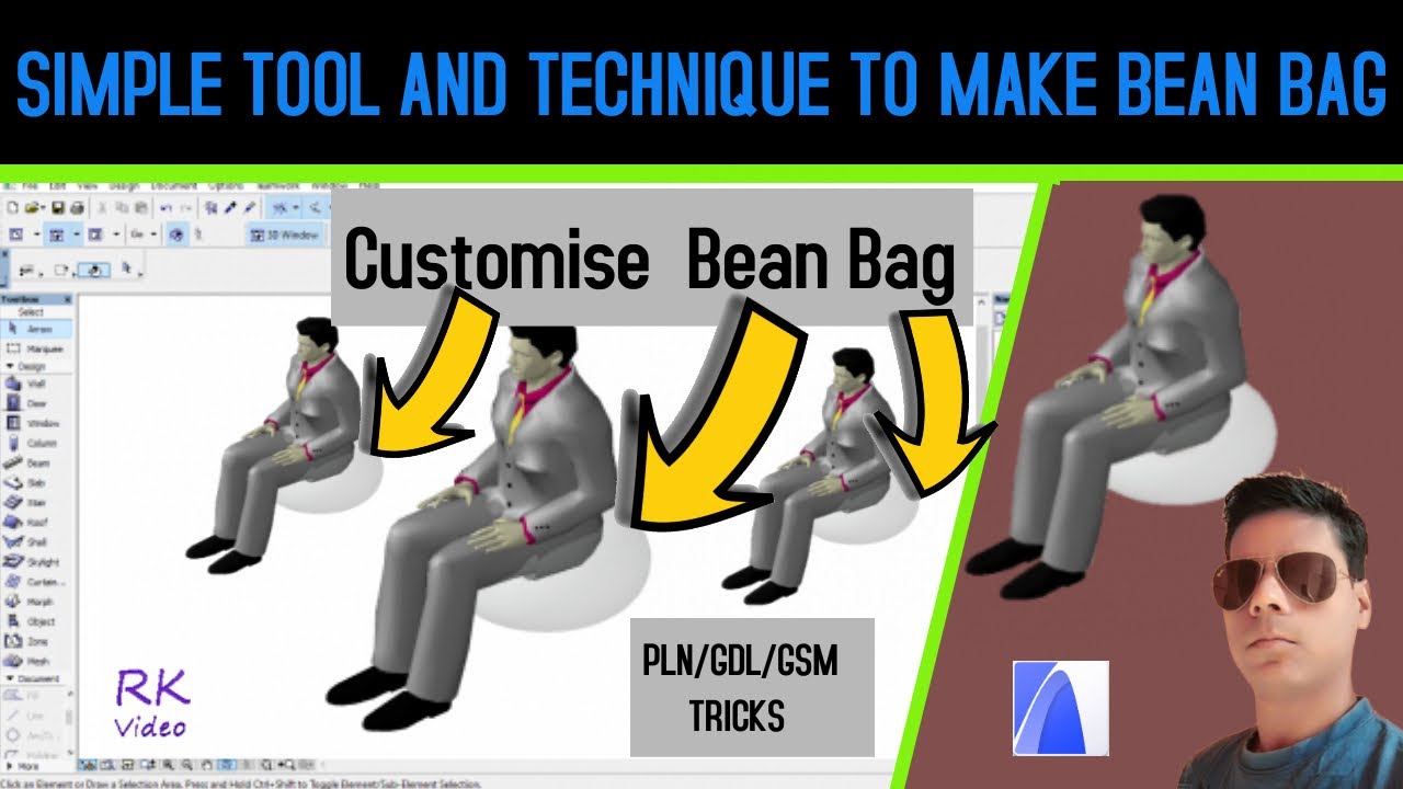 | Archicad Tutorial | - Easy technique to make Transparent Bean Bag in 10 minutes with Script method